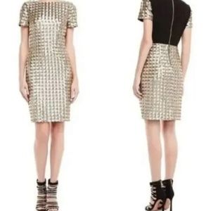 Ted Baker London Tabie, short sleeved gold sequined dress size 2
